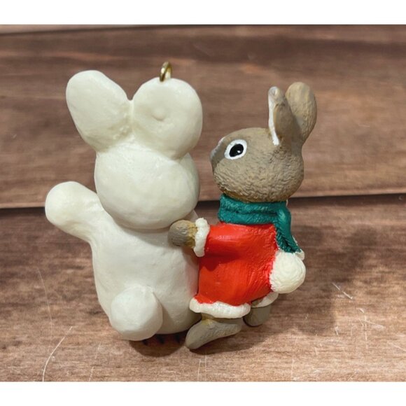 1991 HALLMARK KEEPSAKE ORNAMENT QX497-9 SNOW TWINS BUNNY TENDER TOUCHES - Picture 8 of 9